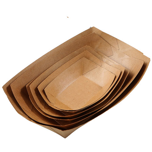 Kraft Paper Serving Tray Boat Shape Boxes Food Container