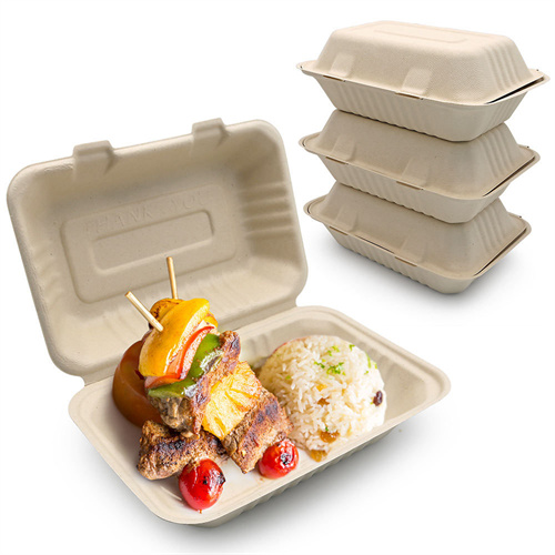 9 inch disposable pfas free bagasse lunch box
