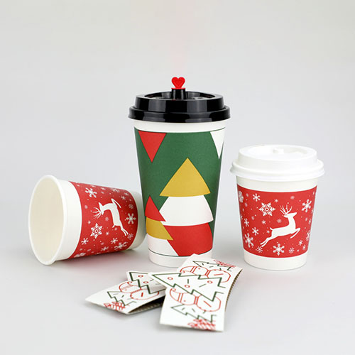 8oz Single Wall Christmas Coffee Cups with Lid