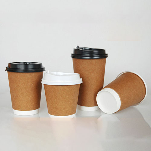 8oz Double Wall Kraft Paper Coffee Cups with Lid