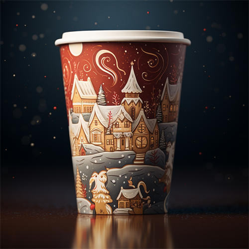 8oz Christmas Print Hot Drink Beverage Paper Cup