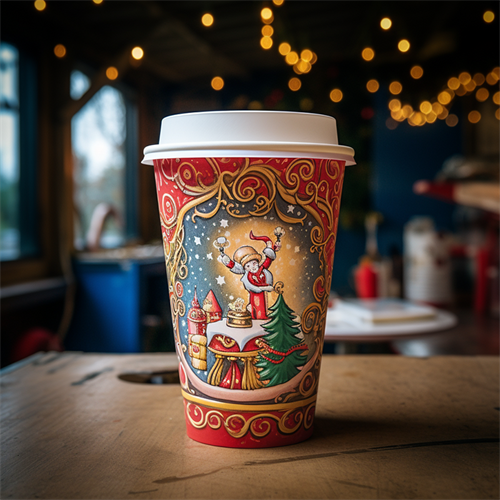 8oz/10oz/12oz/16oz Christmas Elk Print Hot Coffee Paper Cup 